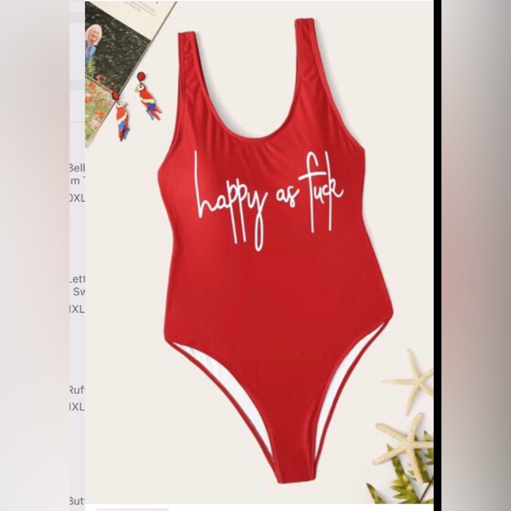 Happy AF red swimsuit shein size 1xl